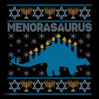 Funny Hanukkah Menorasaurus Dinosaur Ugly Sweater Coffee Mug thumb 5