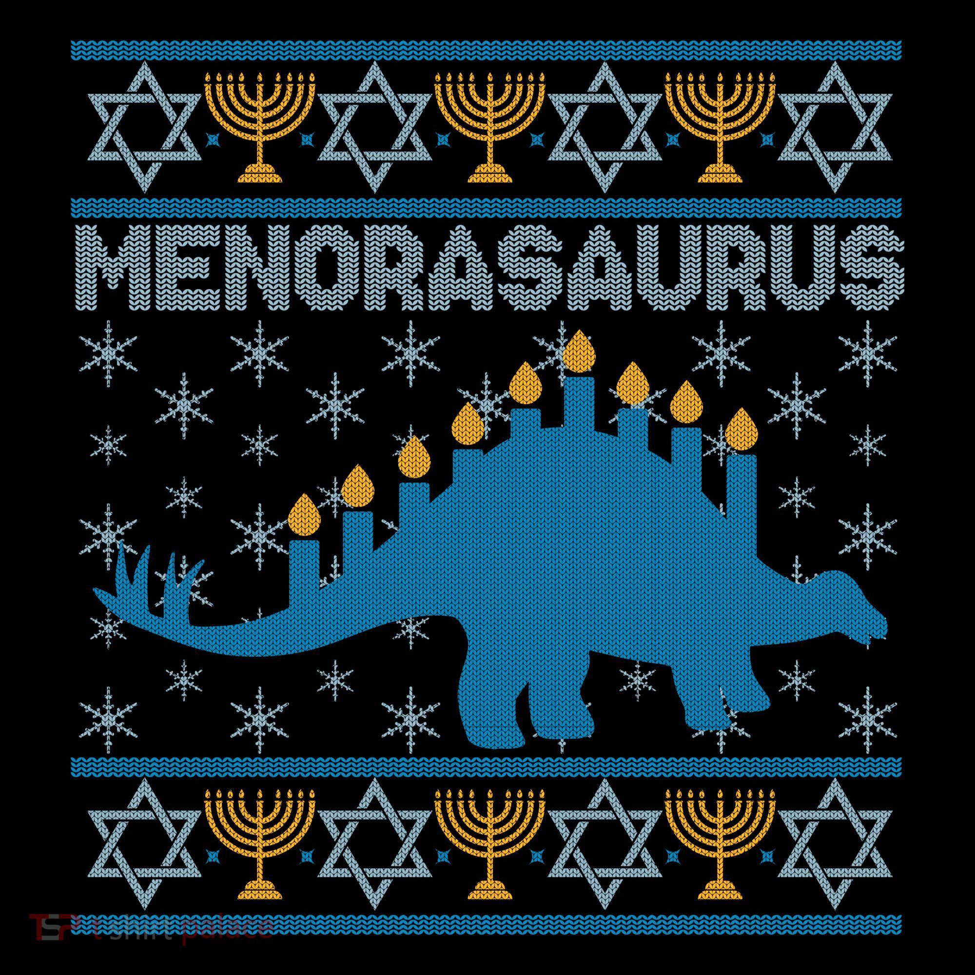 Funny Hanukkah Menorasaurus Dinosaur Ugly Sweater Coffee Mug