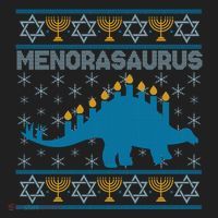 Funny Hanukkah Menorasaurus Dinosaur Ugly Sweater Tumbler thumb 3