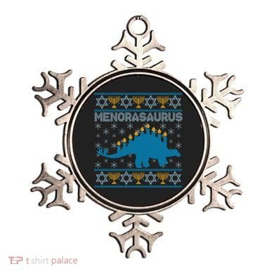 Funny Hanukkah Menorasaurus Dinosaur Ugly Sweater Ornament
