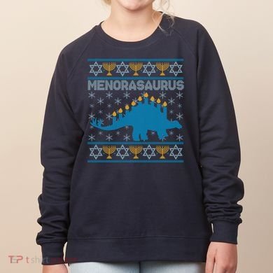 Funny Hanukkah Menorasaurus Dinosaur Ugly Sweater Women's Sweatshirt