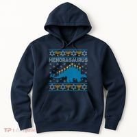 Funny Hanukkah Menorasaurus Dinosaur Ugly Sweater Hoodie thumb 0