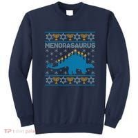 Funny Hanukkah Menorasaurus Dinosaur Ugly Sweater Sweatshirt thumb 0