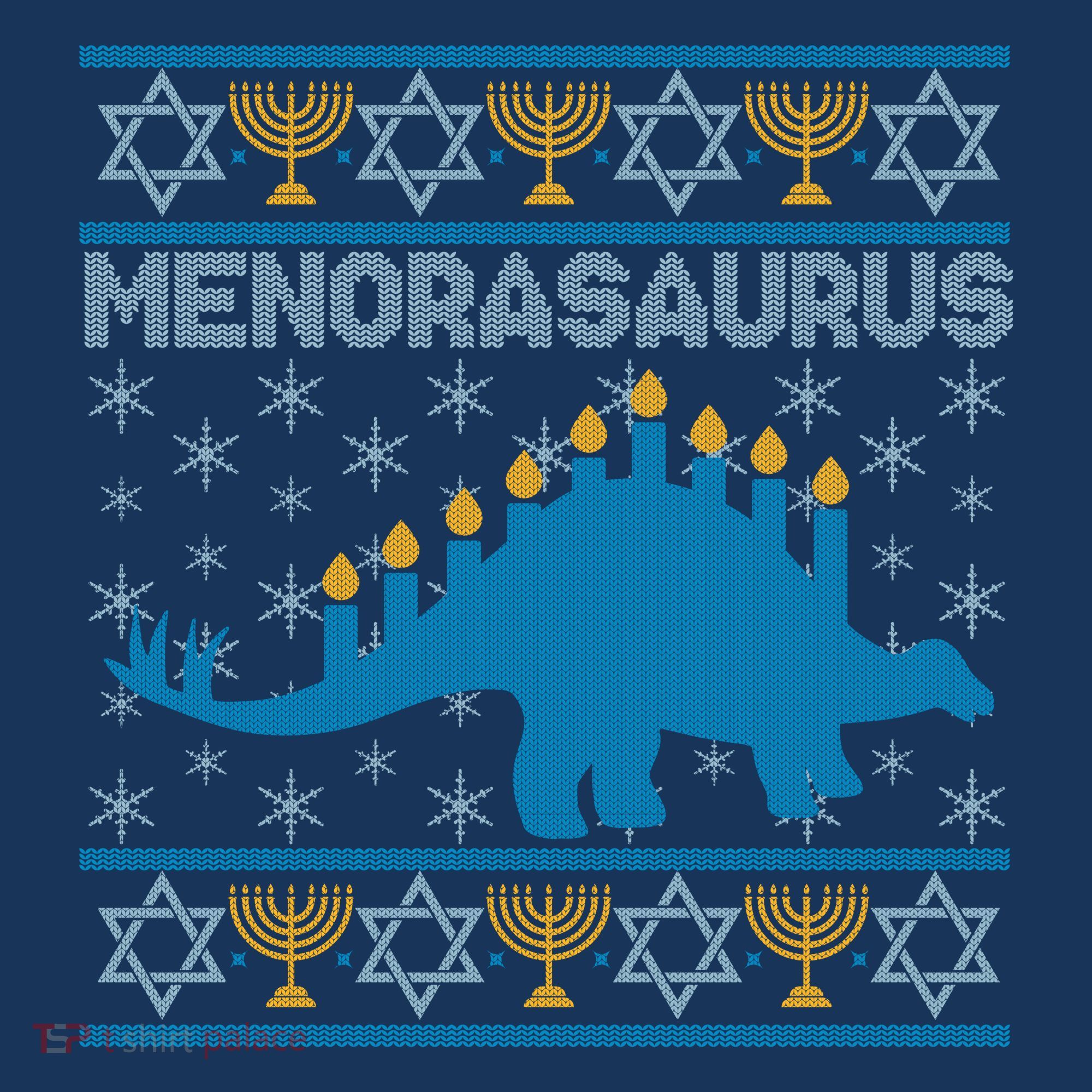 Funny Hanukkah Menorasaurus Dinosaur Ugly Sweater Sweatshirt