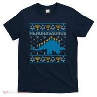 Funny Hanukkah Menorasaurus Dinosaur Ugly Sweater T-Shirt thumb 0