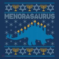 Funny Hanukkah Menorasaurus Dinosaur Ugly Sweater Women's Hoodie thumb 2