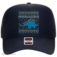 Funny Hanukkah Menorasaurus Dinosaur Ugly Sweater Hat thumb 0