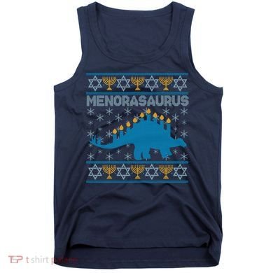 Funny Hanukkah Menorasaurus Dinosaur Ugly Sweater Tank Top