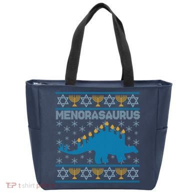 Funny Hanukkah Menorasaurus Dinosaur Ugly Sweater Tote Bag