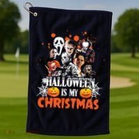 Funny Horror Movies Characters Halloween Is My Christmas Golf Towel thumb 1