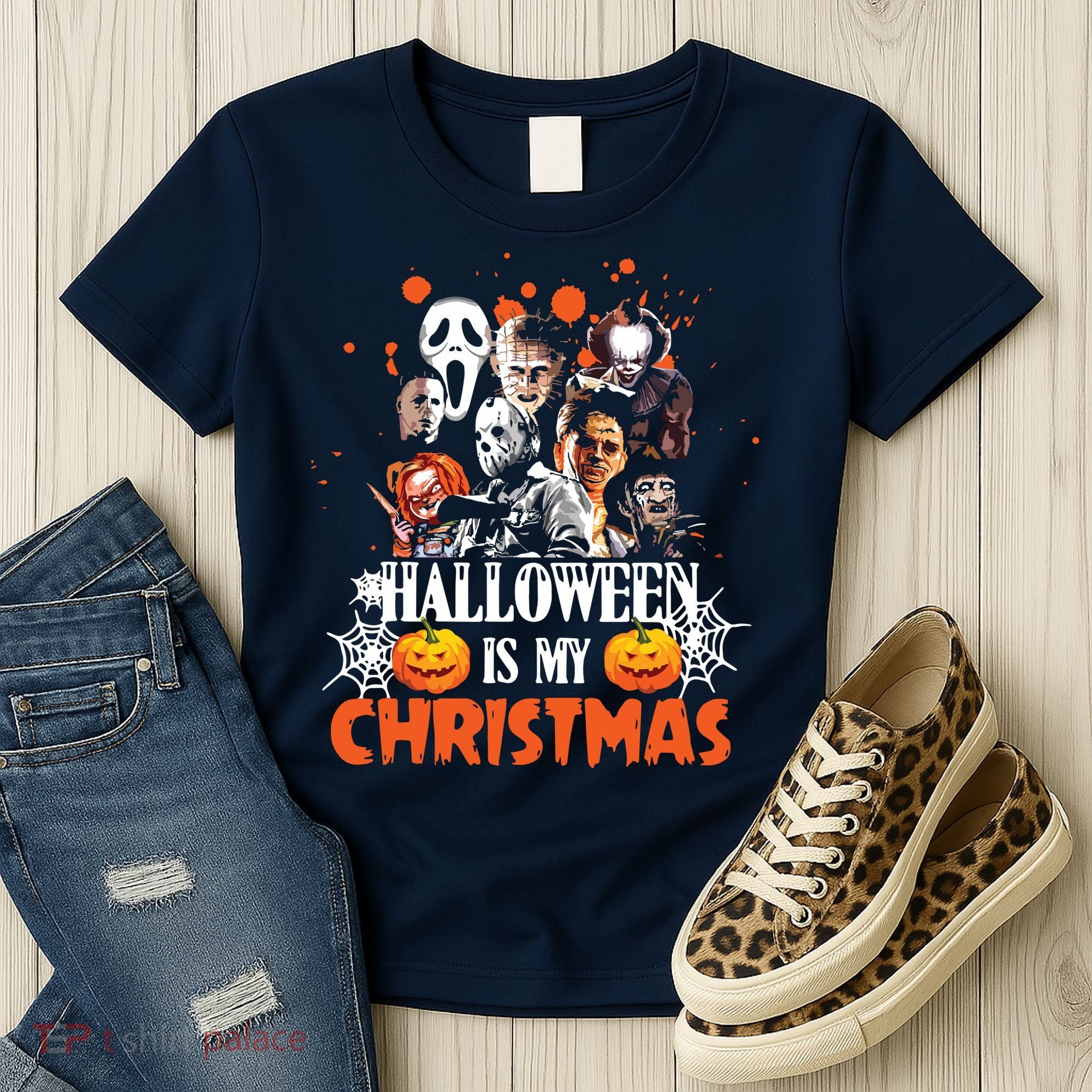 Funny Horror Movies Characters Halloween Is My Christmas Women's T-Shirt