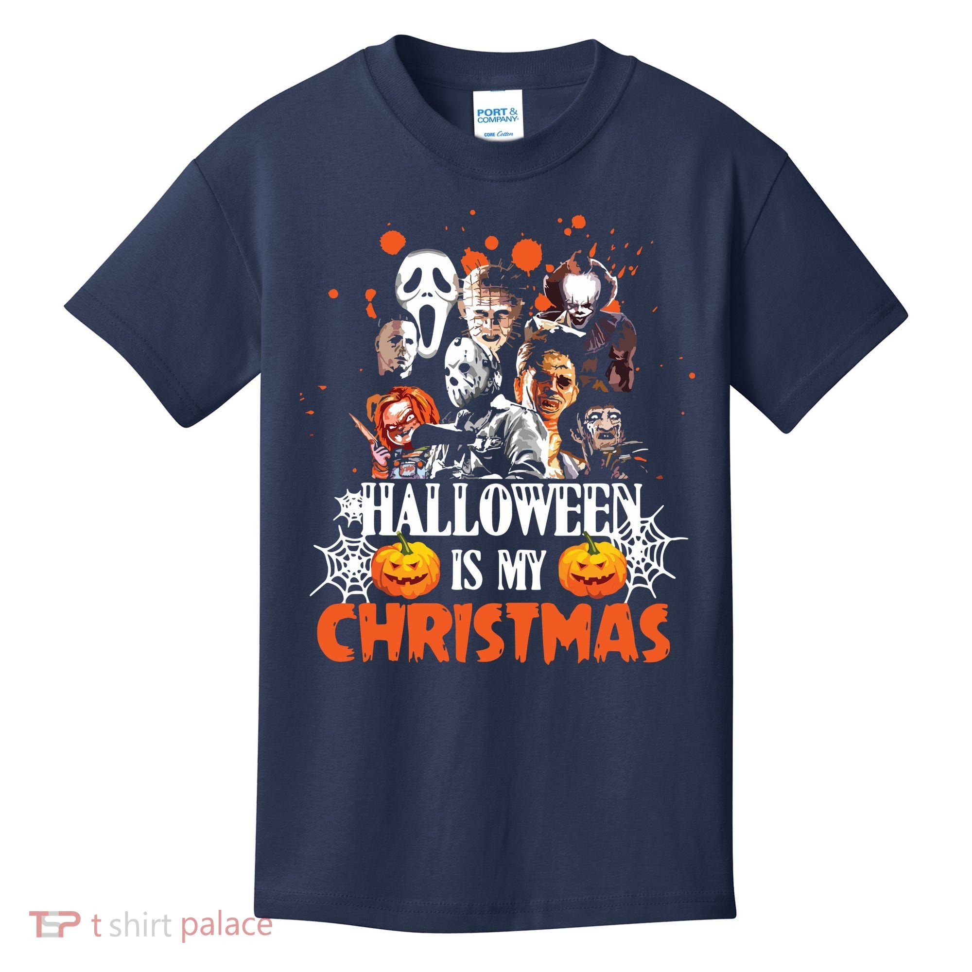 Funny Horror Movies Characters Halloween Is My Christmas Kids T-Shirt
