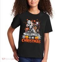 Funny Horror Movies Characters Halloween Is My Christmas Kids T-Shirt thumb 2
