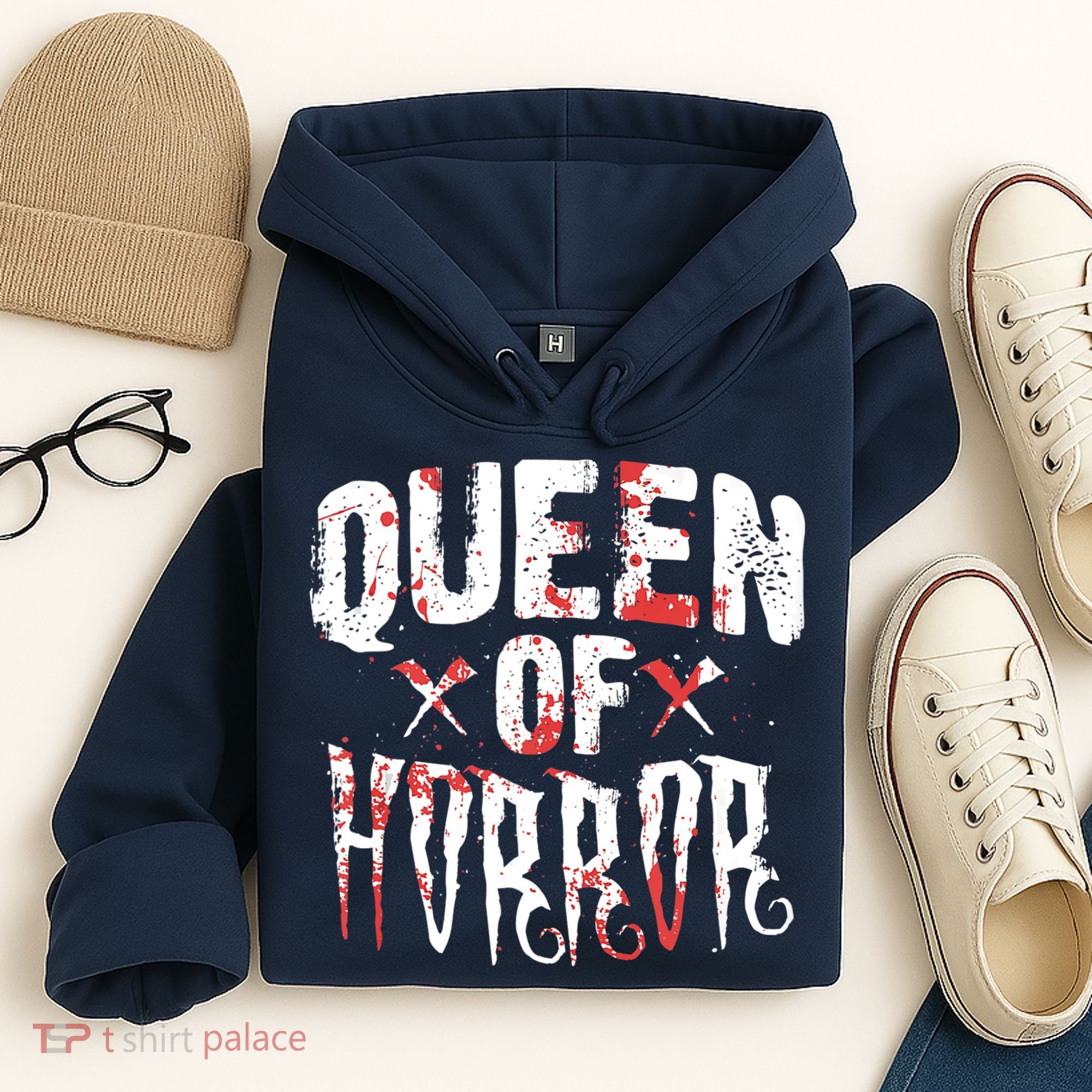 Funny Horror Movie Gift Scary Queen Of Horror Hoodie