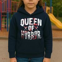 Funny Horror Movie Gift Scary Queen Of Horror Kids Hoodie thumb 3