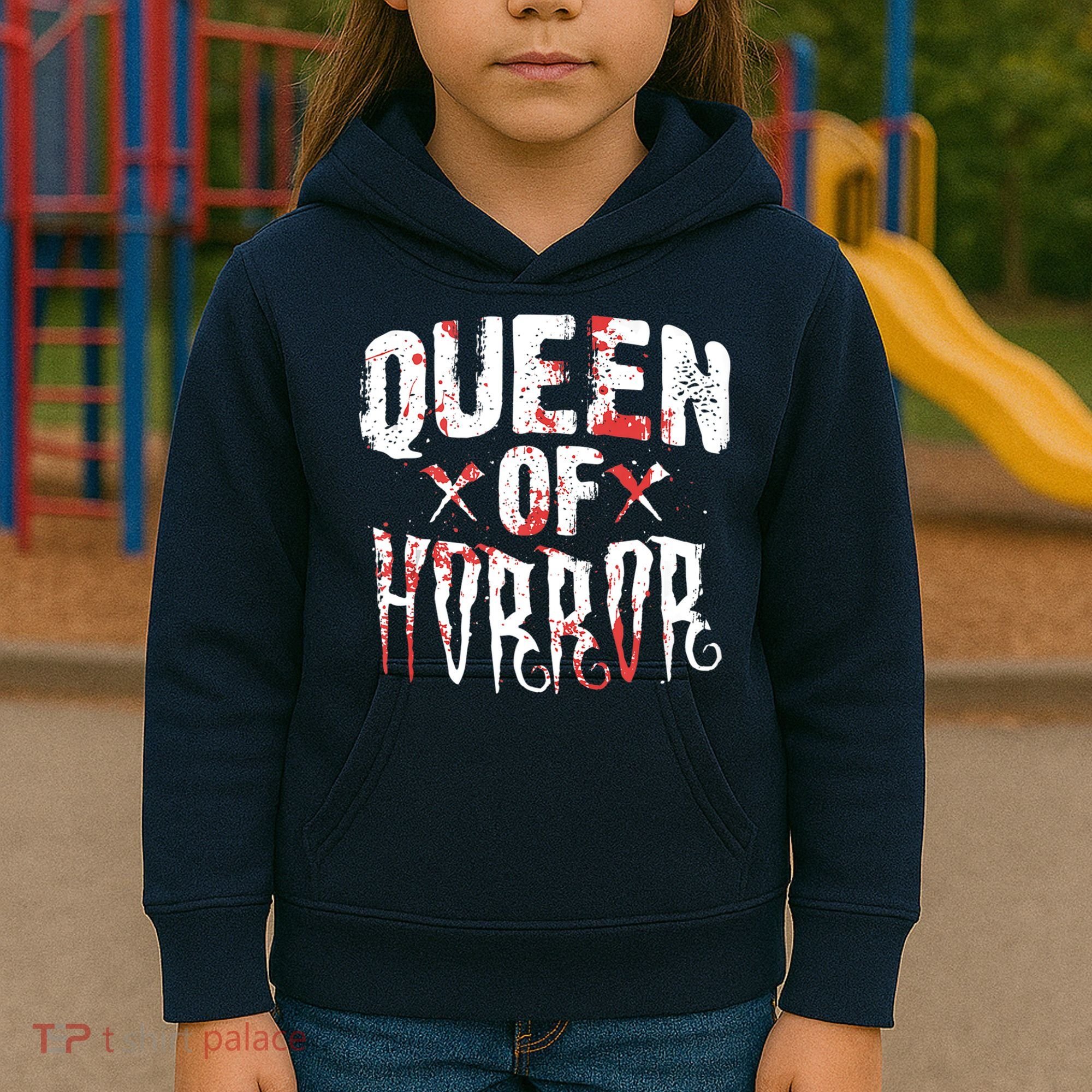 Funny Horror Movie Gift Scary Queen Of Horror Kids Hoodie