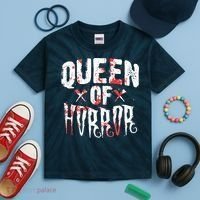 Funny Horror Movie Gift Scary Queen Of Horror Kids Tie-Dye T-Shirt thumb 2