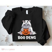 Funny Halloween Moo Deng Baby Hippo Boo Deng Ghost Costume Sweatshirt thumb 2