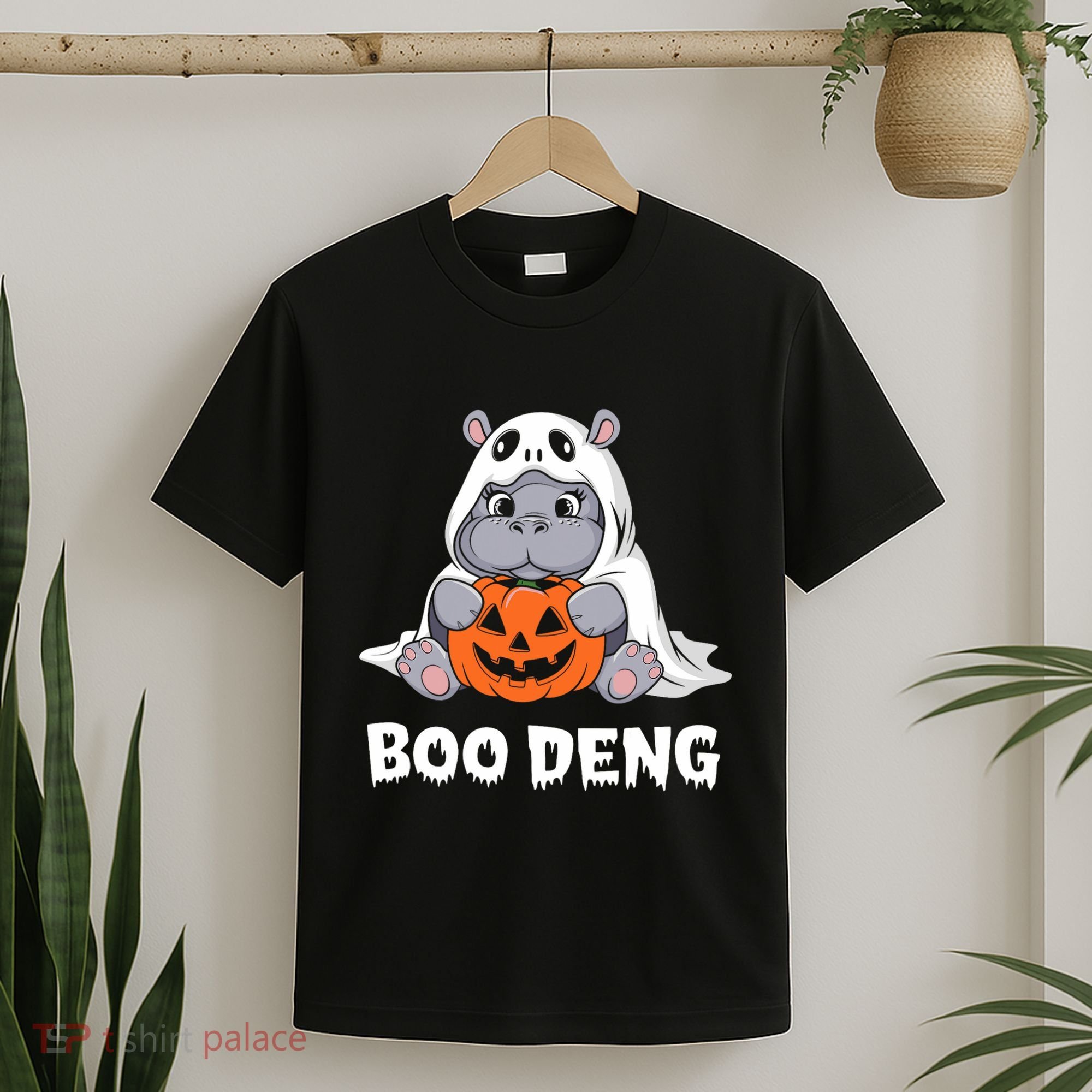 Funny Halloween Moo Deng Baby Hippo Boo Deng Ghost Costume T-Shirt