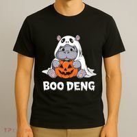 Funny Halloween Moo Deng Baby Hippo Boo Deng Ghost Costume T-Shirt thumb 3
