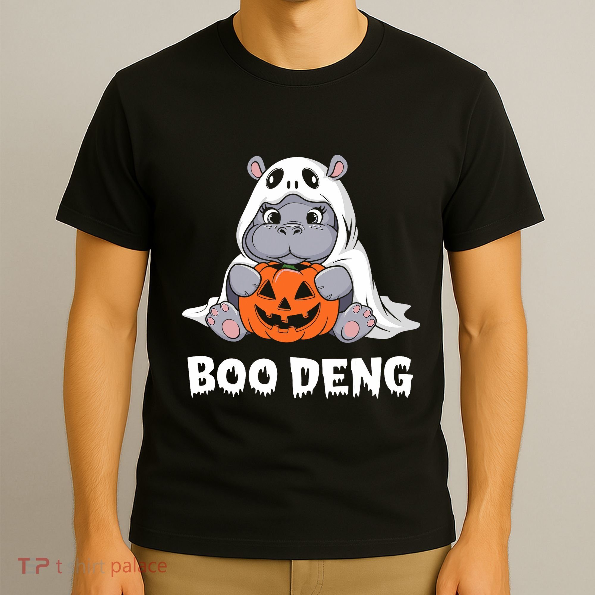 Funny Halloween Moo Deng Baby Hippo Boo Deng Ghost Costume T-Shirt