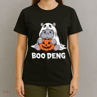Funny Halloween Moo Deng Baby Hippo Boo Deng Ghost Costume T-Shirt thumb 4