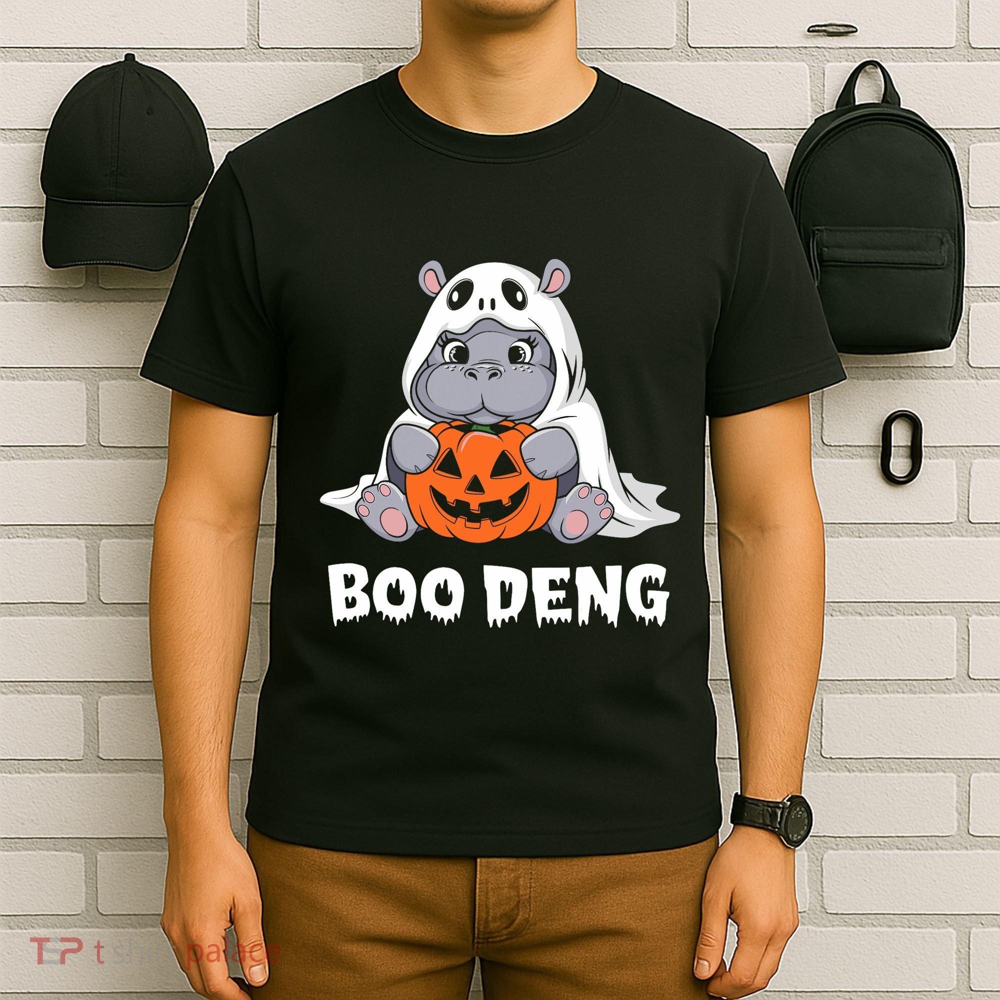 Funny Halloween Moo Deng Baby Hippo Boo Deng Ghost Costume T-Shirt