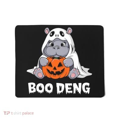Funny Halloween Moo Deng Baby Hippo Boo Deng Ghost Costume Mousepad