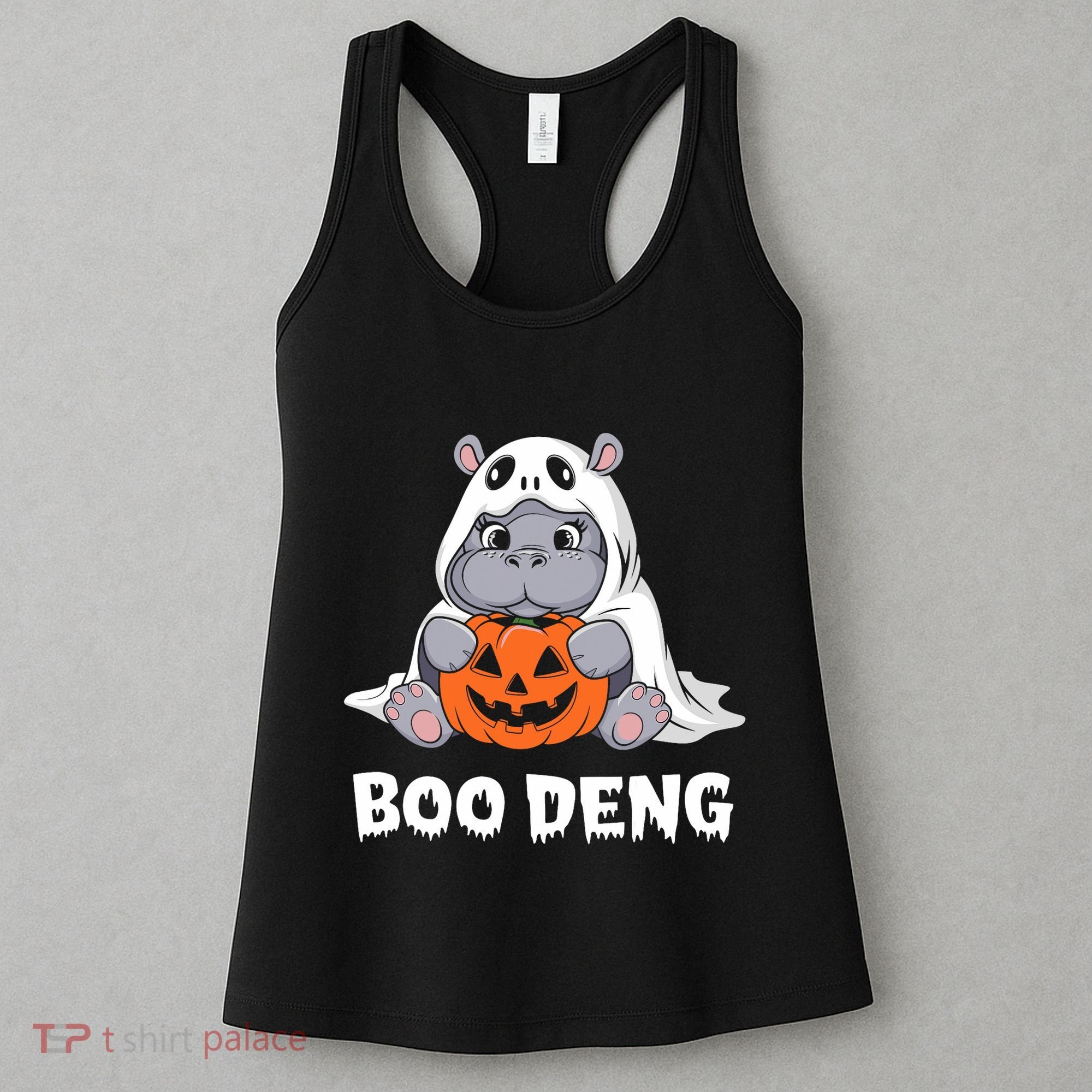 Funny Halloween Moo Deng Baby Hippo Boo Deng Ghost Costume Women's Tank Top