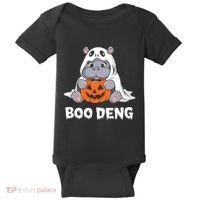 Funny Halloween Moo Deng Baby Hippo Boo Deng Ghost Costume Baby Bodysuit thumb 0