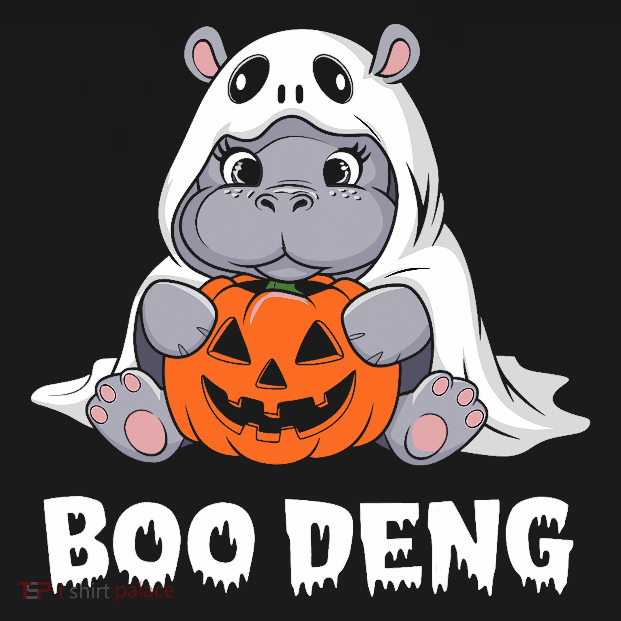 Funny Halloween Moo Deng Baby Hippo Boo Deng Ghost Costume Baby Bodysuit