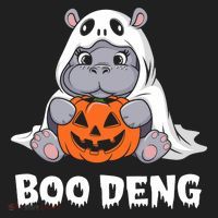 Funny Halloween Moo Deng Baby Hippo Boo Deng Ghost Costume Hat thumb 2