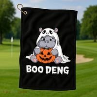 Funny Halloween Moo Deng Baby Hippo Boo Deng Ghost Costume Golf Towel thumb 1