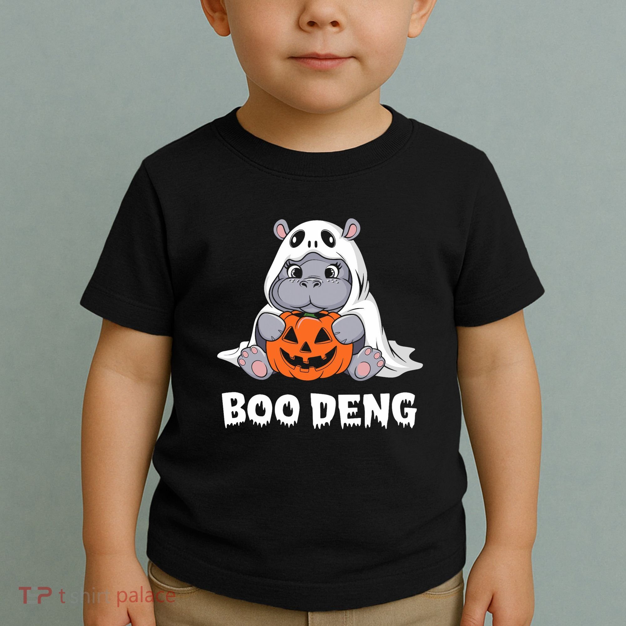 Funny Halloween Moo Deng Baby Hippo Boo Deng Ghost Costume Toddler T-Shirt