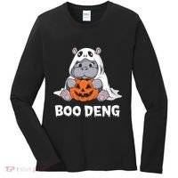 Funny Halloween Moo Deng Baby Hippo Boo Deng Ghost Costume Women's Long Sleeve Shirt thumb 0
