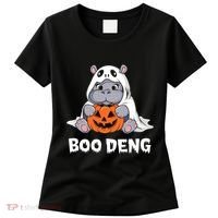Funny Halloween Moo Deng Baby Hippo Boo Deng Ghost Costume Women's T-Shirt thumb 0
