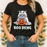 Funny Halloween Moo Deng Baby Hippo Boo Deng Ghost Costume Women's T-Shirt thumb 2