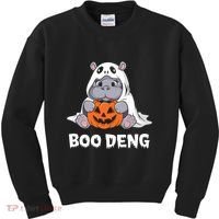 Funny Halloween Moo Deng Baby Hippo Boo Deng Ghost Costume Kids Sweatshirt thumb 0