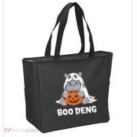 Funny Halloween Moo Deng Baby Hippo Boo Deng Ghost Costume Tote Bag thumb 2