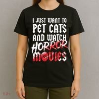 Cats Horror Movie Fan Halloween Horror Cat Lover Gifts T-Shirt thumb 4