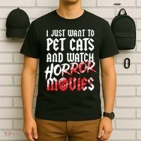 Cats Horror Movie Fan Halloween Horror Cat Lover Gifts T-Shirt thumb 6