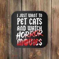 Cats Horror Movie Fan Halloween Horror Cat Lover Gifts Coaster thumb 0