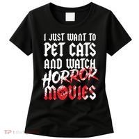Cats Horror Movie Fan Halloween Horror Cat Lover Gifts Women's T-Shirt thumb 0
