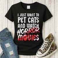 Cats Horror Movie Fan Halloween Horror Cat Lover Gifts Women's T-Shirt thumb 3