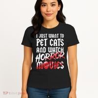 Cats Horror Movie Fan Halloween Horror Cat Lover Gifts Women's T-Shirt thumb 4