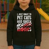 Cats Horror Movie Fan Halloween Horror Cat Lover Gifts Kids Hoodie thumb 3