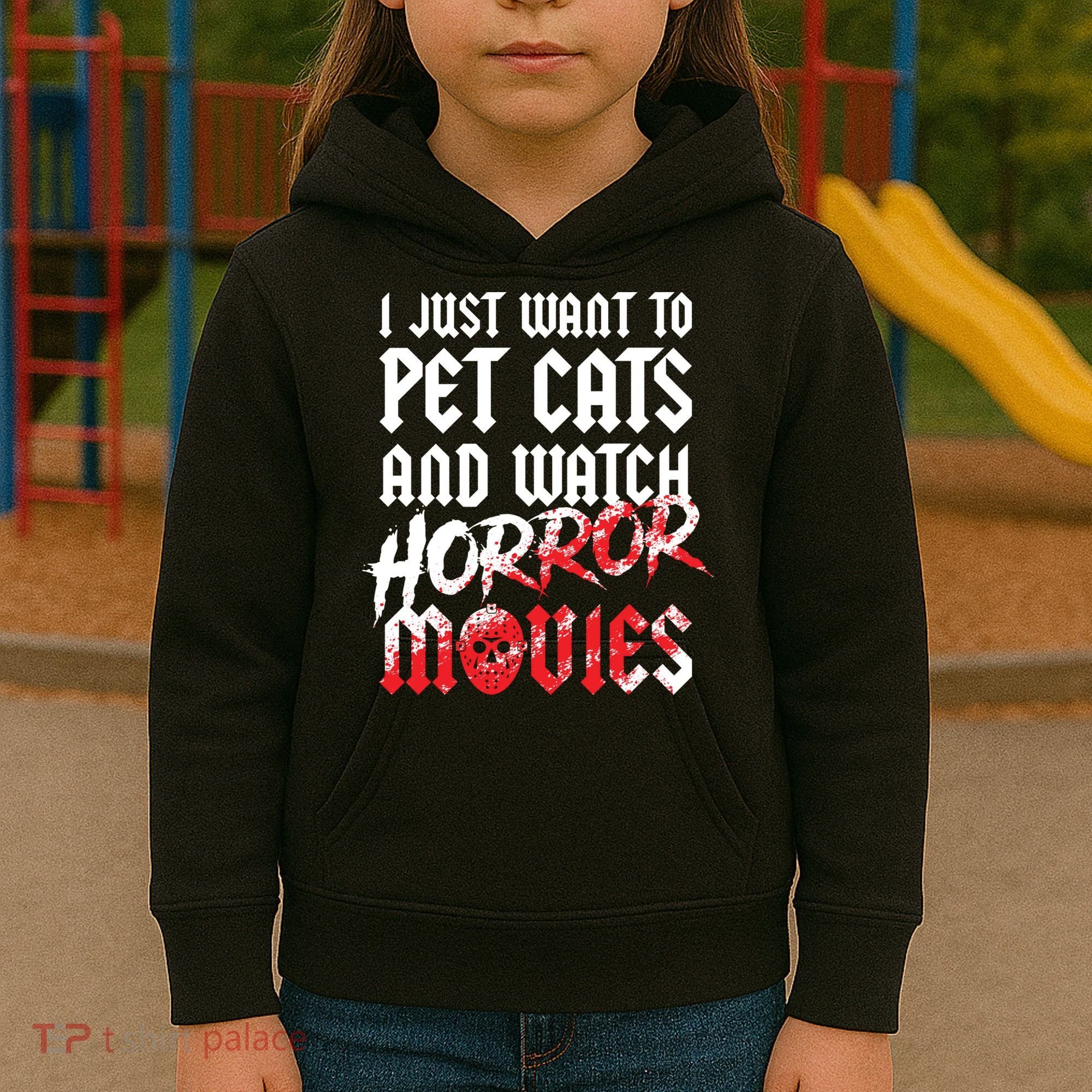 Cats Horror Movie Fan Halloween Horror Cat Lover Gifts Kids Hoodie