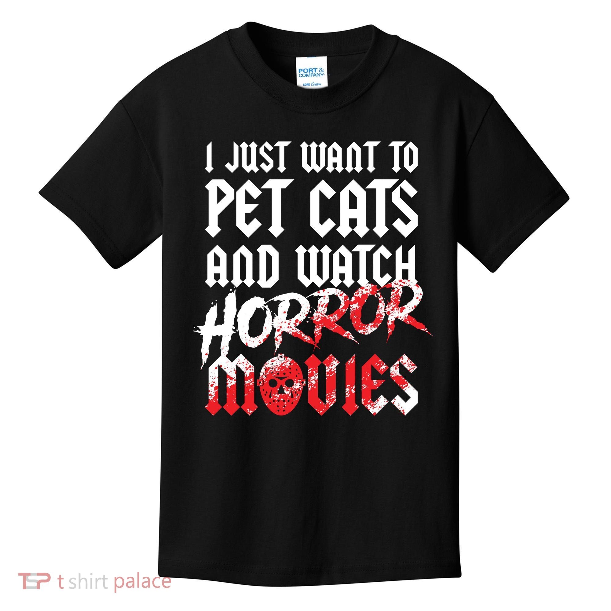 Cats Horror Movie Fan Halloween Horror Cat Lover Gifts Kids T-Shirt