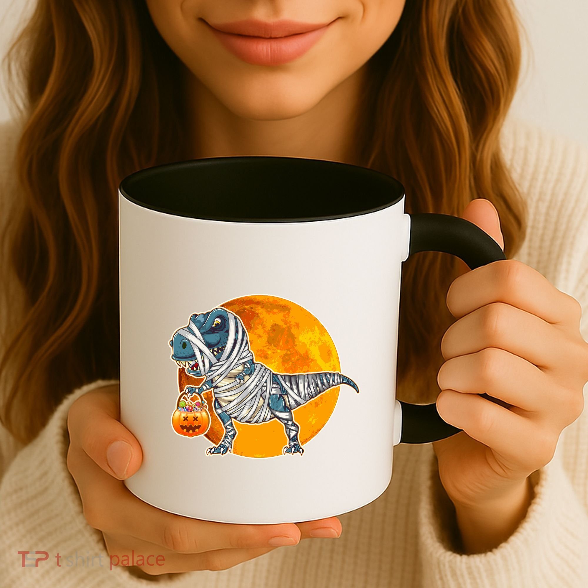 Funny Halloween Mummy TRex Coffee Mug