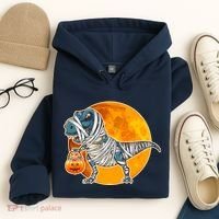 Funny Halloween Mummy TRex Hoodie thumb 4
